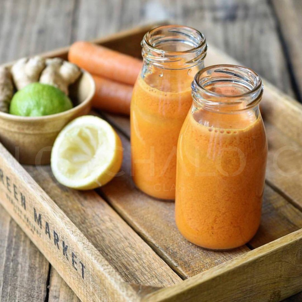 Combo 6 Chai thủy tinh 200ml trơn nắp đen