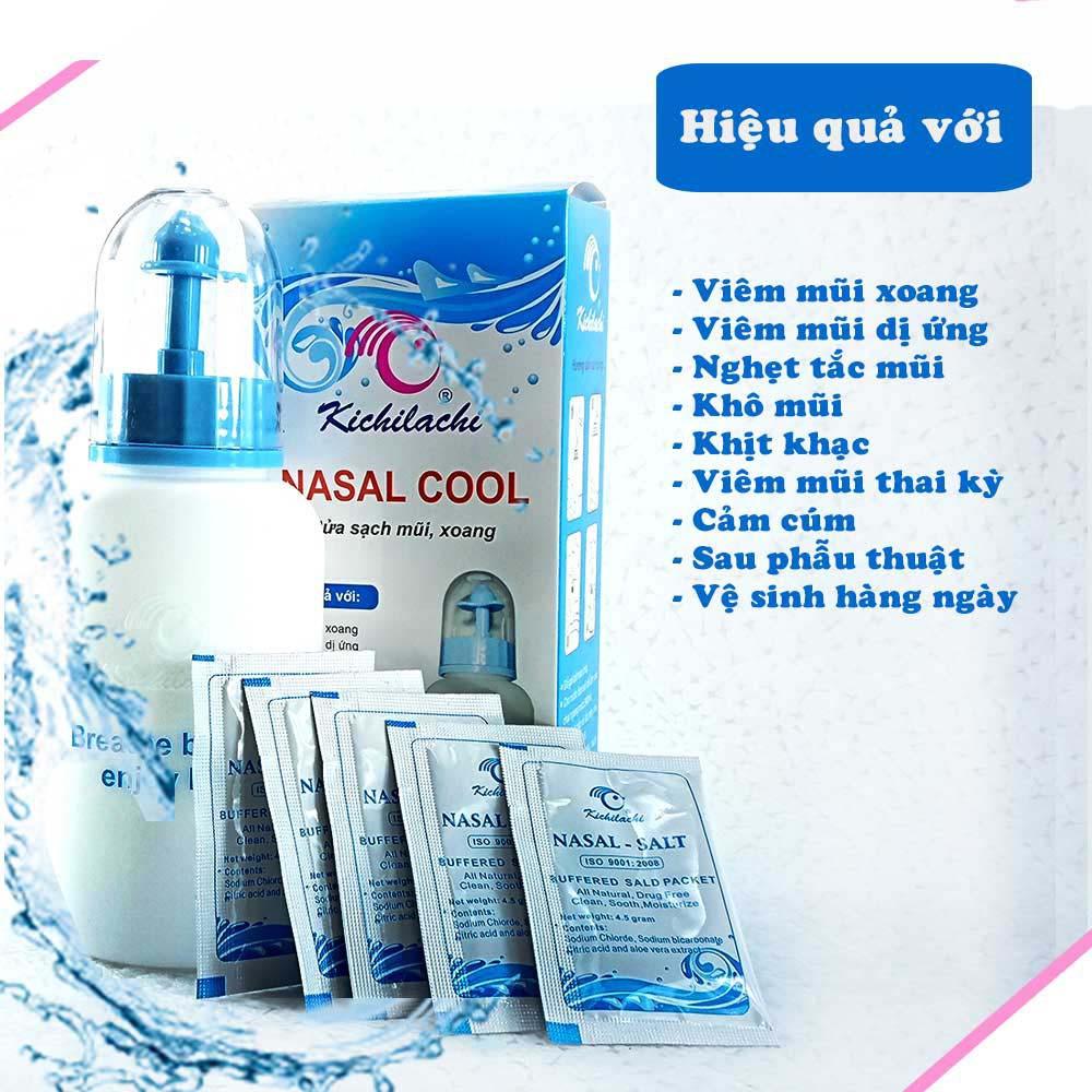 Bình rửa mũi NASAL COOL + 6 gói muối và 1 bình xịt mũi
