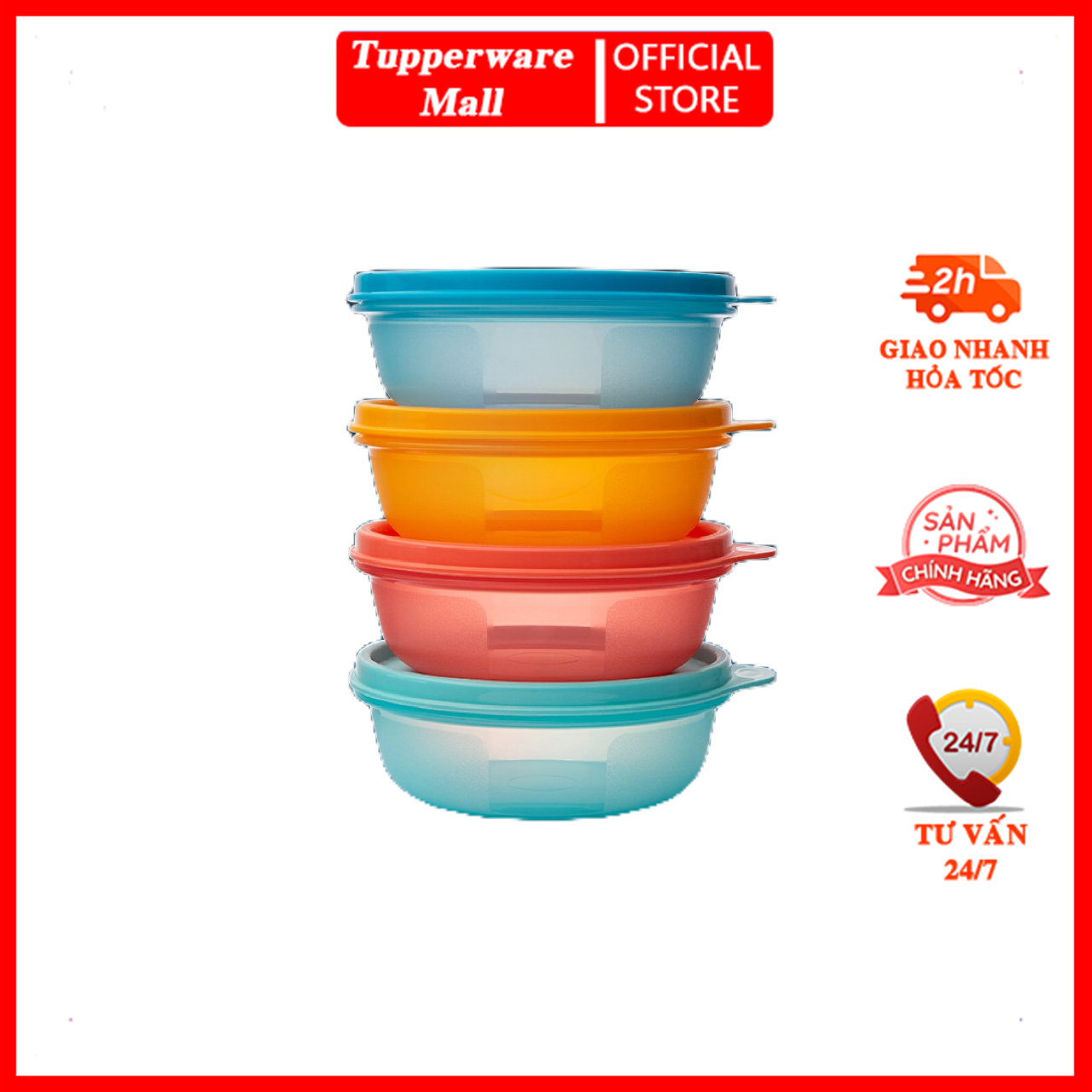 Bộ hộp bảo quản thực phẩm Tupperware Junior Modular Bowl 300ml(4 Hộp)
