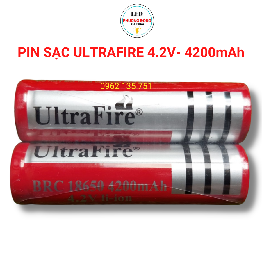 Pin sạc 3,7v 4.2v 6800mah màu đỏ xài cho đèn pin, quạt mini
