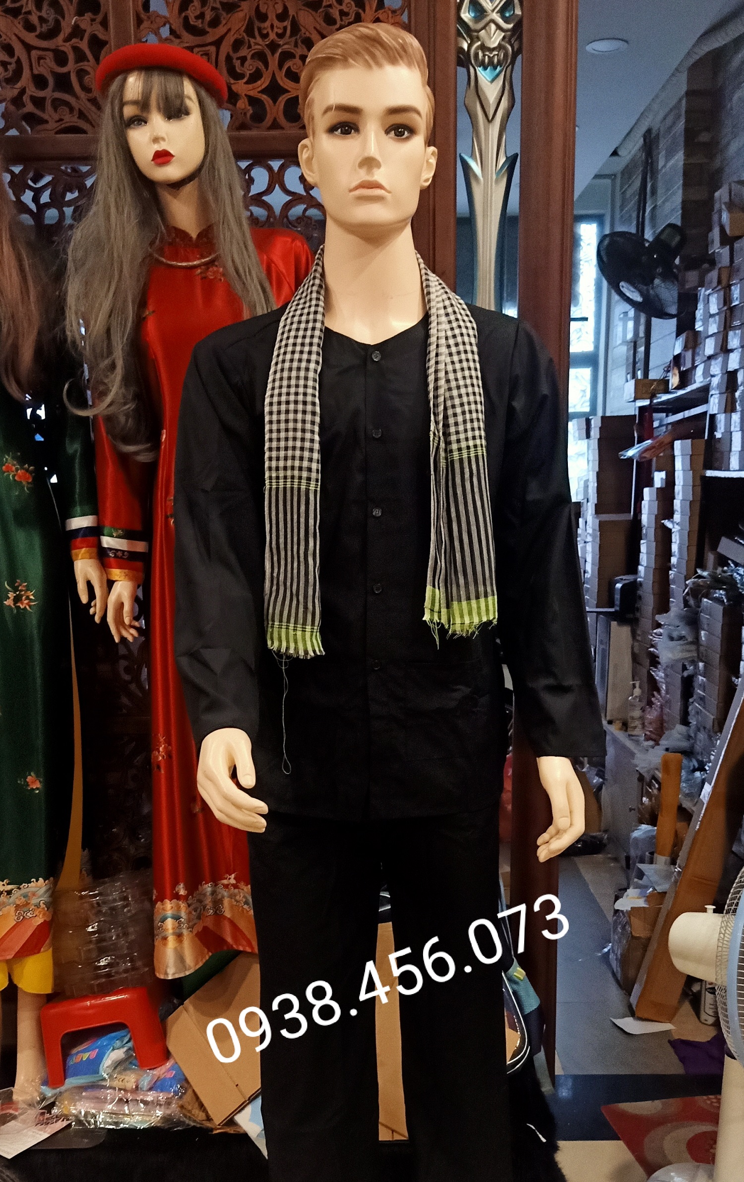 Trang Phục Bà Ba Nam Kèm Khăn Rằn