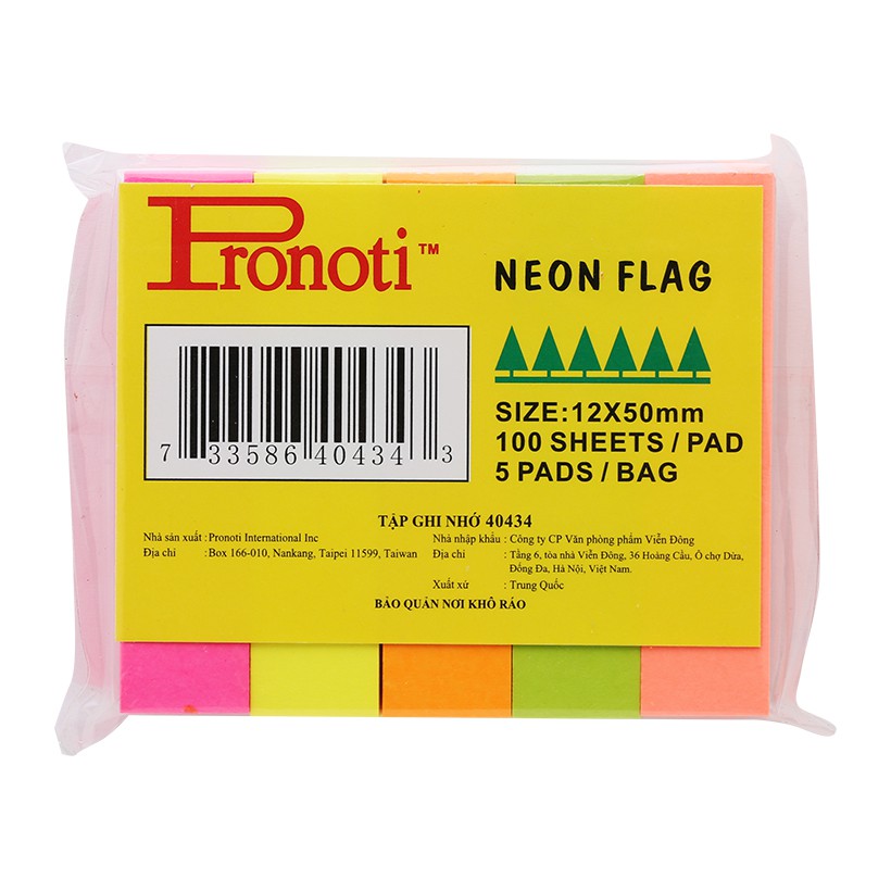 ( Combo 3 tập ) Giấy Note, Ghi Nhớ Phân Trang Pronoti 5 Màu Giấy ( 1,2 x 5 mm)