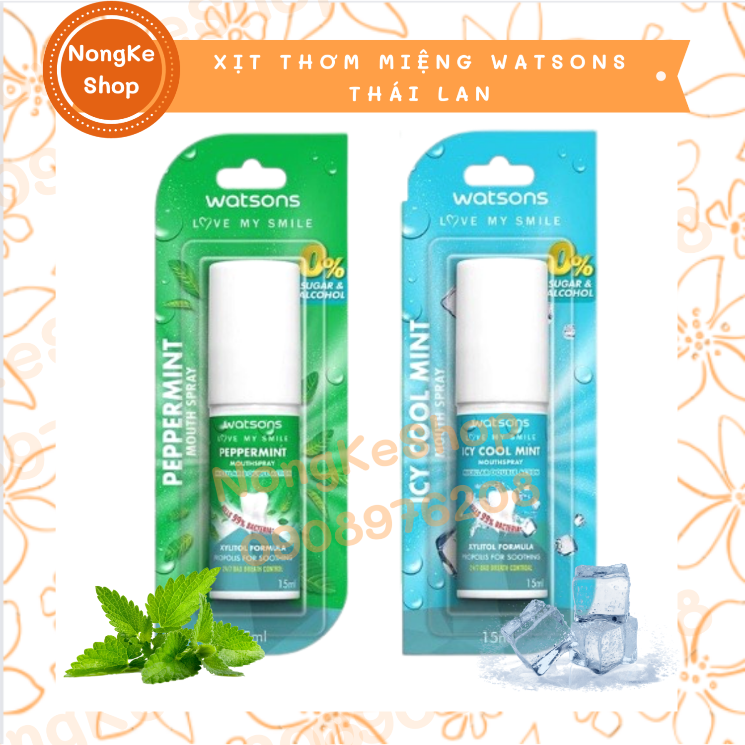 [100% Thái N.D] Xịt thơm miệng Watsons 15ml Thái Lan