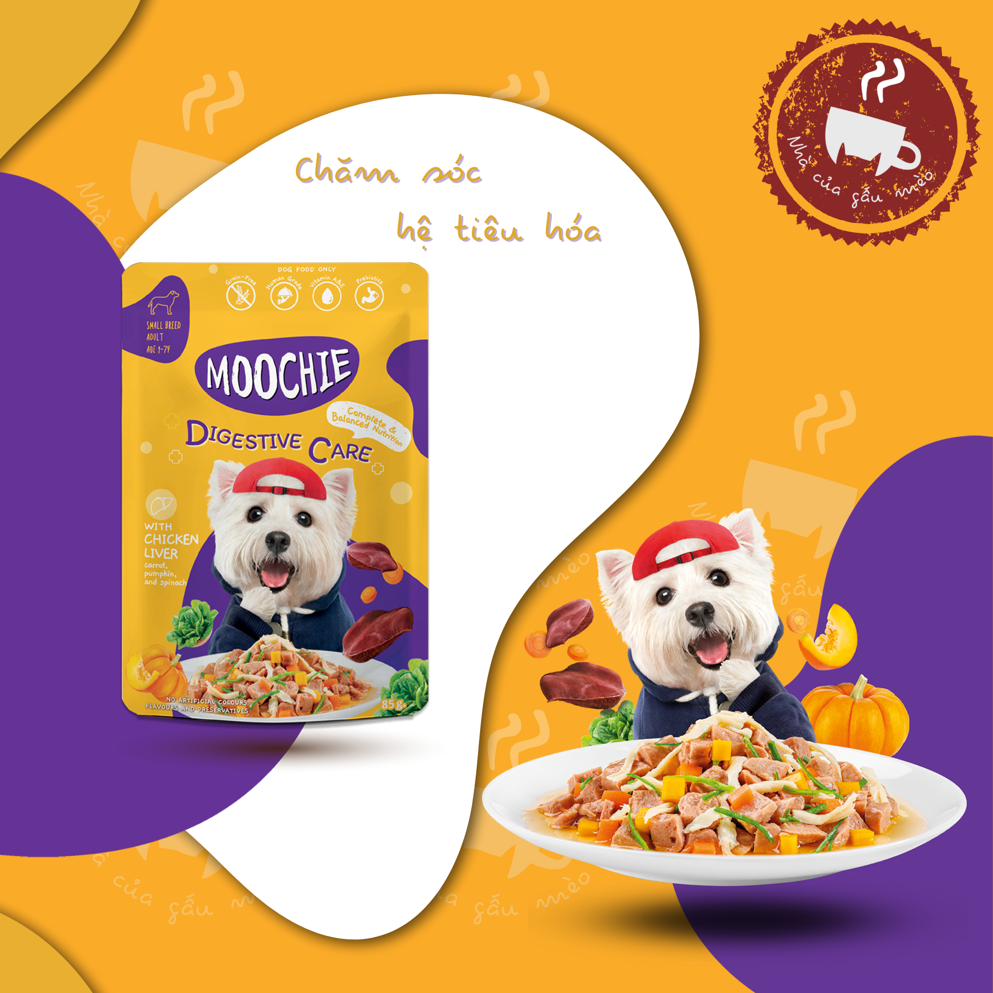 Pate Moochie dạng gói dành cho chó mọi lứa tuổi - 85gr (6 vị)