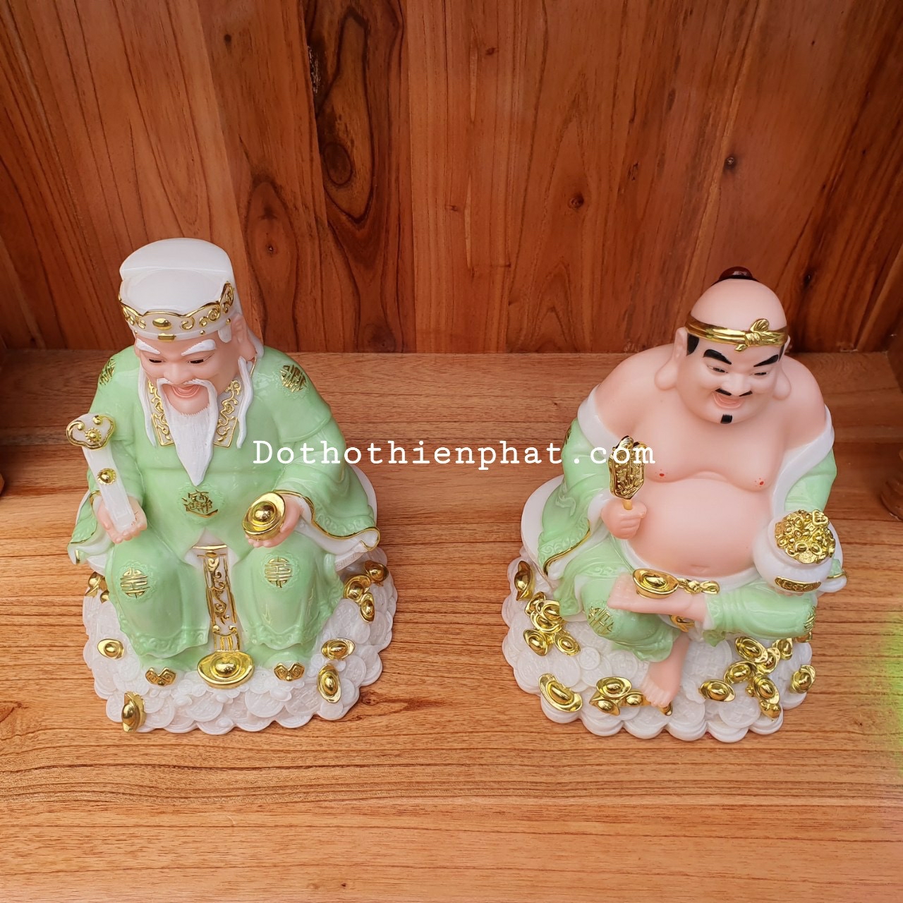 Cặp thần tài ông địa đá 8in cao 22 cm