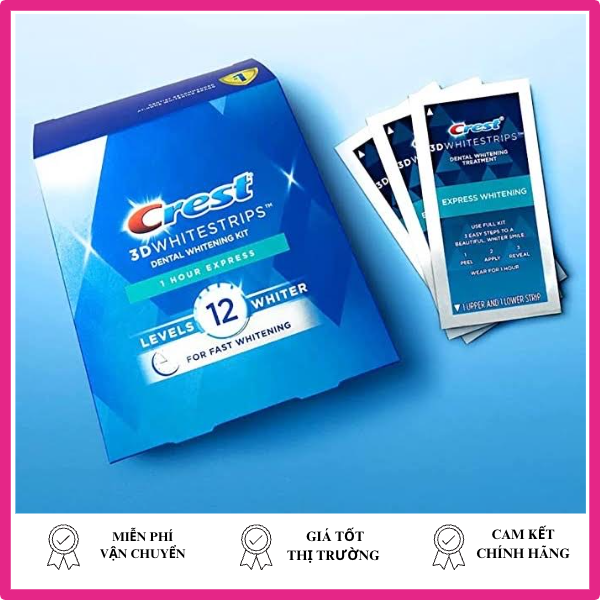 [Liệu trình 7 gói siêu trắng] Miếng dán trắng răng crest 3D white 1 giờ siêu trắng nhanh cấp tốc của Mỹ