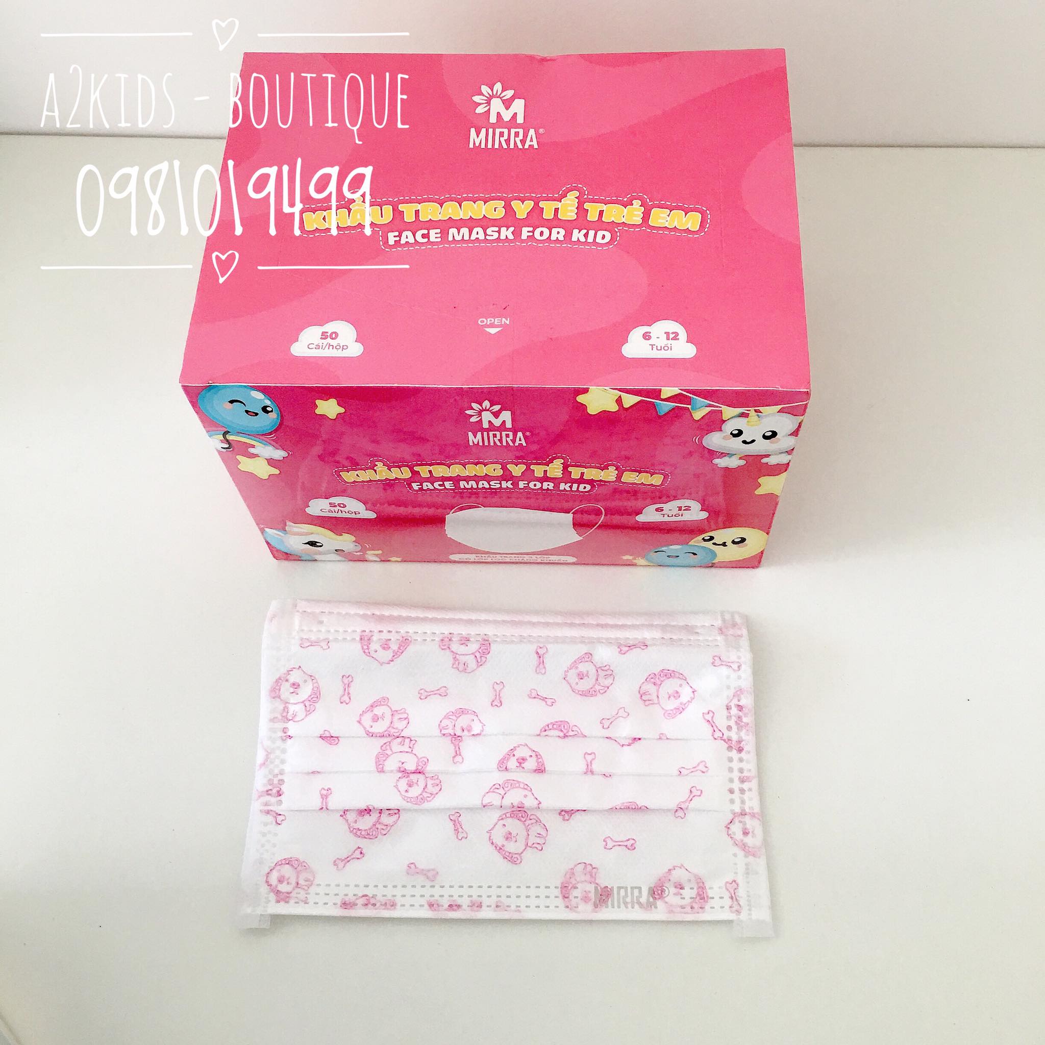 [HCM]Khẩu Trang Y Tế Trẻ Em 3 Lớp Kháng Khuẩn MIRRA Của Bông Bạch Tuyết - ISO13485 (Hộp 50 cái)/Face Mask For Kid