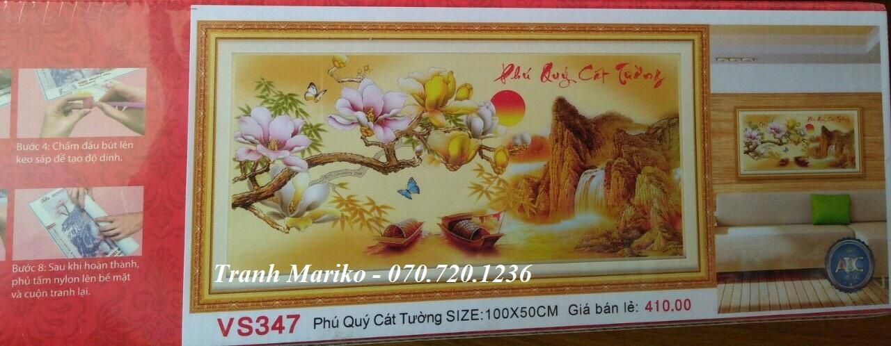 Tranh đính đá phú quý cát tường vs347 kích thước 100 x 50cm