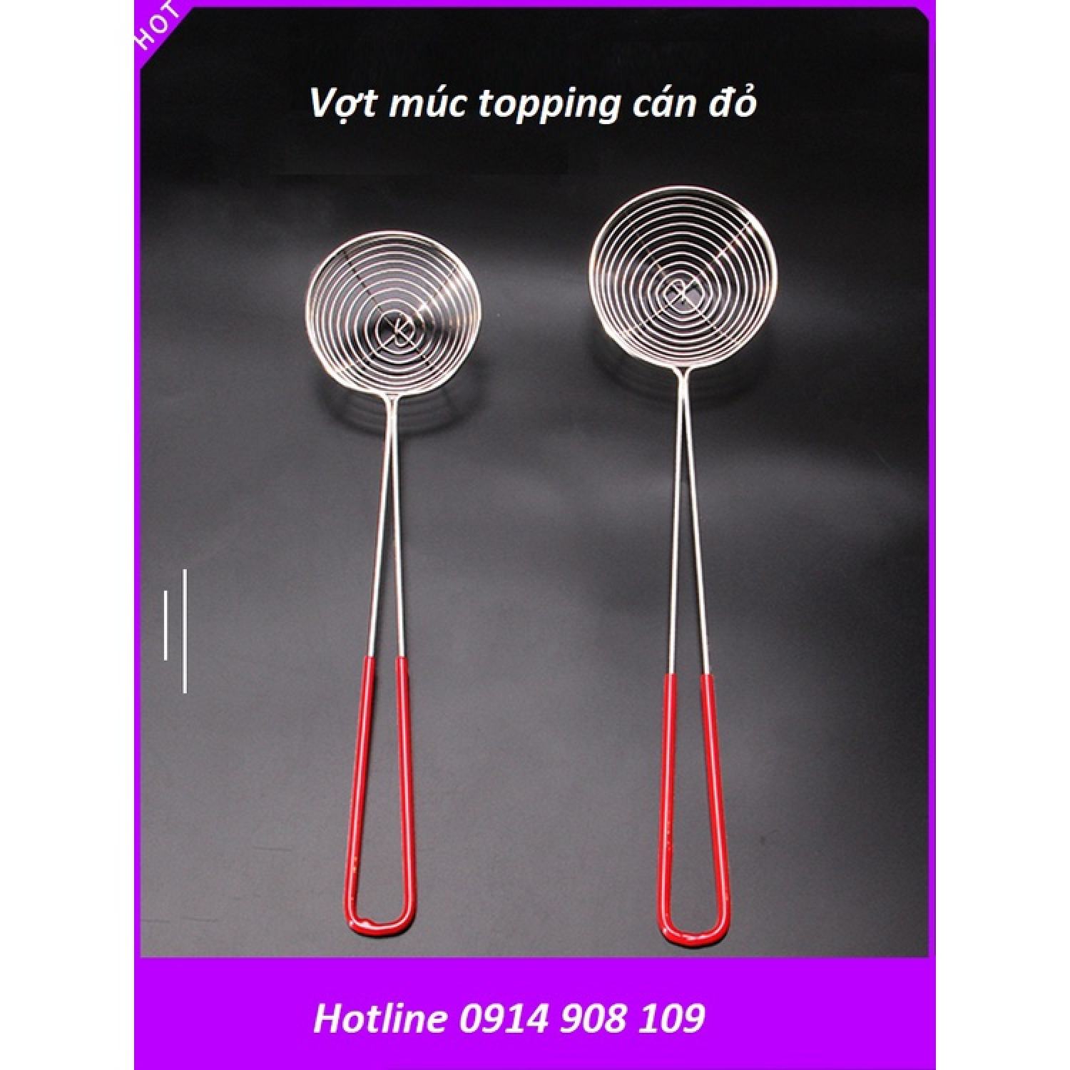 Vợt múc topping cán đỏ, múc lẩu đa năng