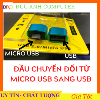 Đầu cắm chuyển đổi cổng micro usb sang usb 2.0 vỏ nhôm loại tốt, micro usb to usb full box