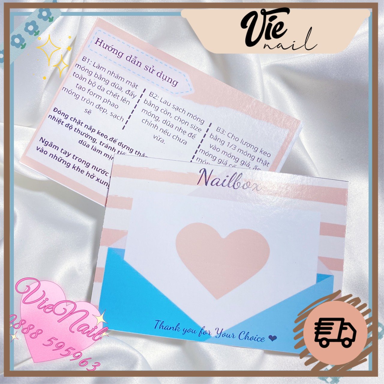 Bìa dán nailbox/ tag dán nailbox mẫu bì thư (mẫu 01)
