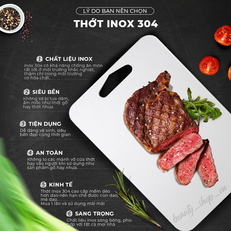 Thớt Inox 304 Kháng Khuẩn Cừờng Lực