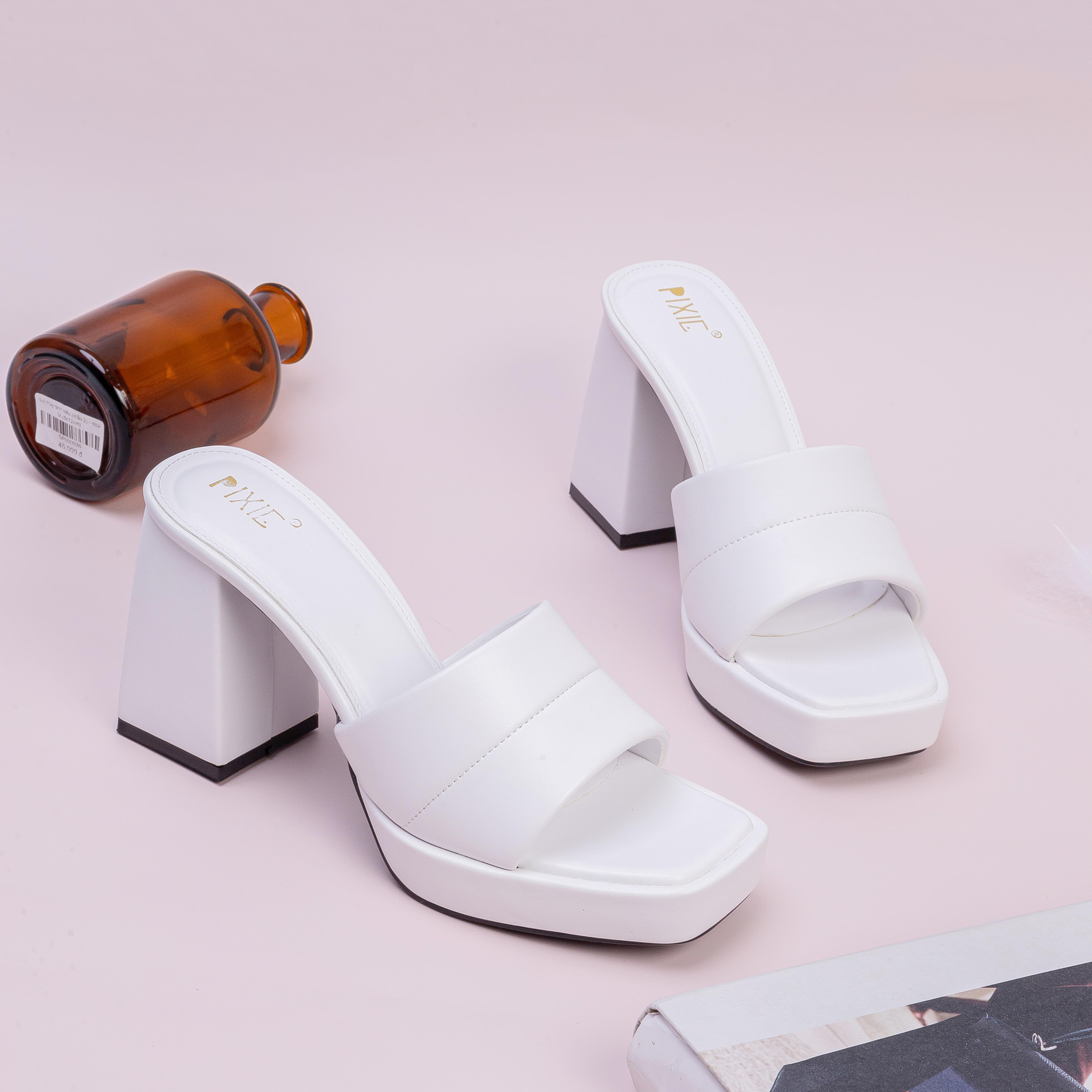 Guốc Cao Gót Đúp 10cm Quai Ngang Pixie H046