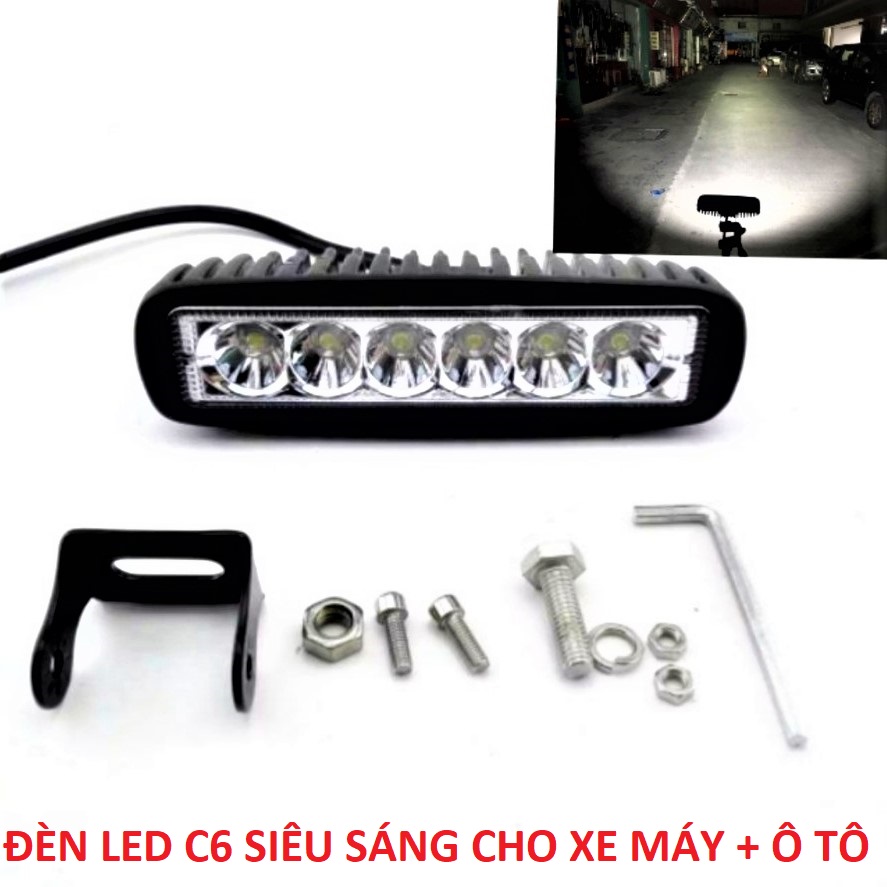 Đèn trợ sáng xe máy ô tô C6 loại tốt siêu sáng , den led thanh C6 tro sang xe may chống nước ( tặng công tắc ), đồ kiểu xe máy , phụ kiện độ xe máy
