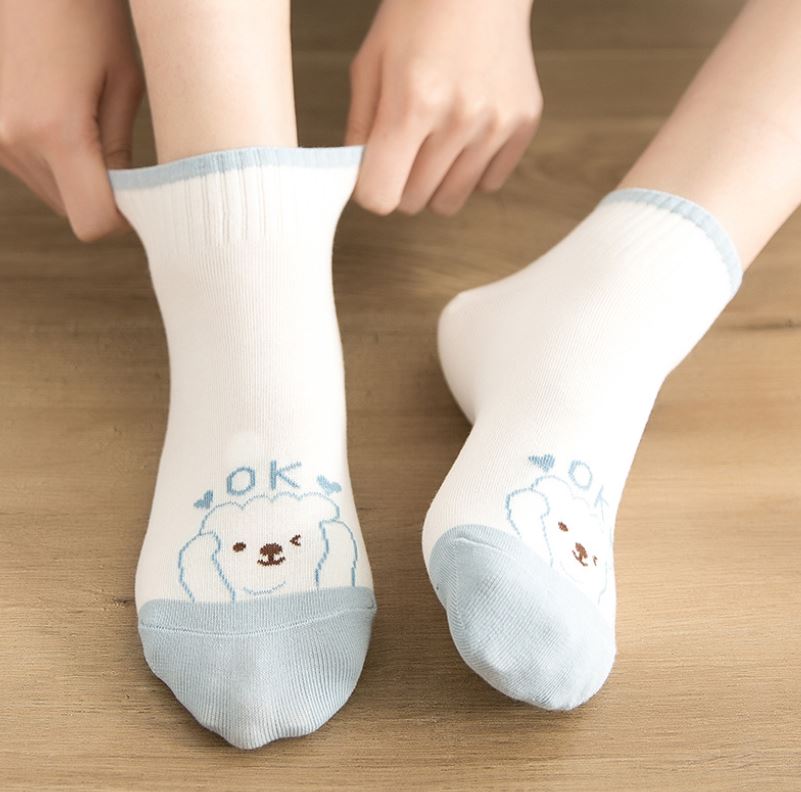 Set 10 Đôi Tất Vớ Nữ Ngắn Cổ Gấu Blue