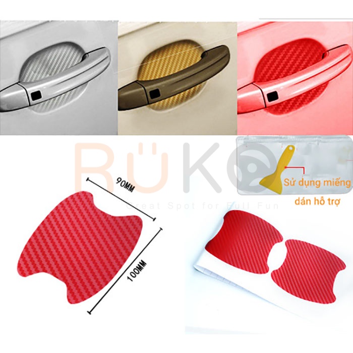 🚗 Bộ 4 Miếng Dán Carbon Bảo Vệ Hõm Tay Cầm Ô tô, xe hơi cỡ lớn