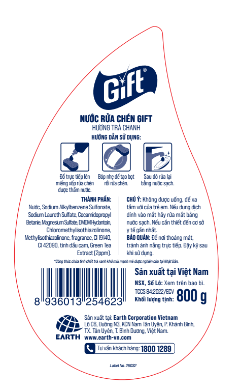 Nước rửa chén Gift Hương Trà Chanh