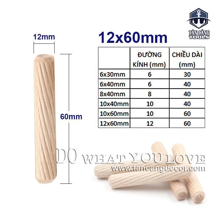 Chốt gỗ phi 12mm - dài 60 mm - 1 kg
