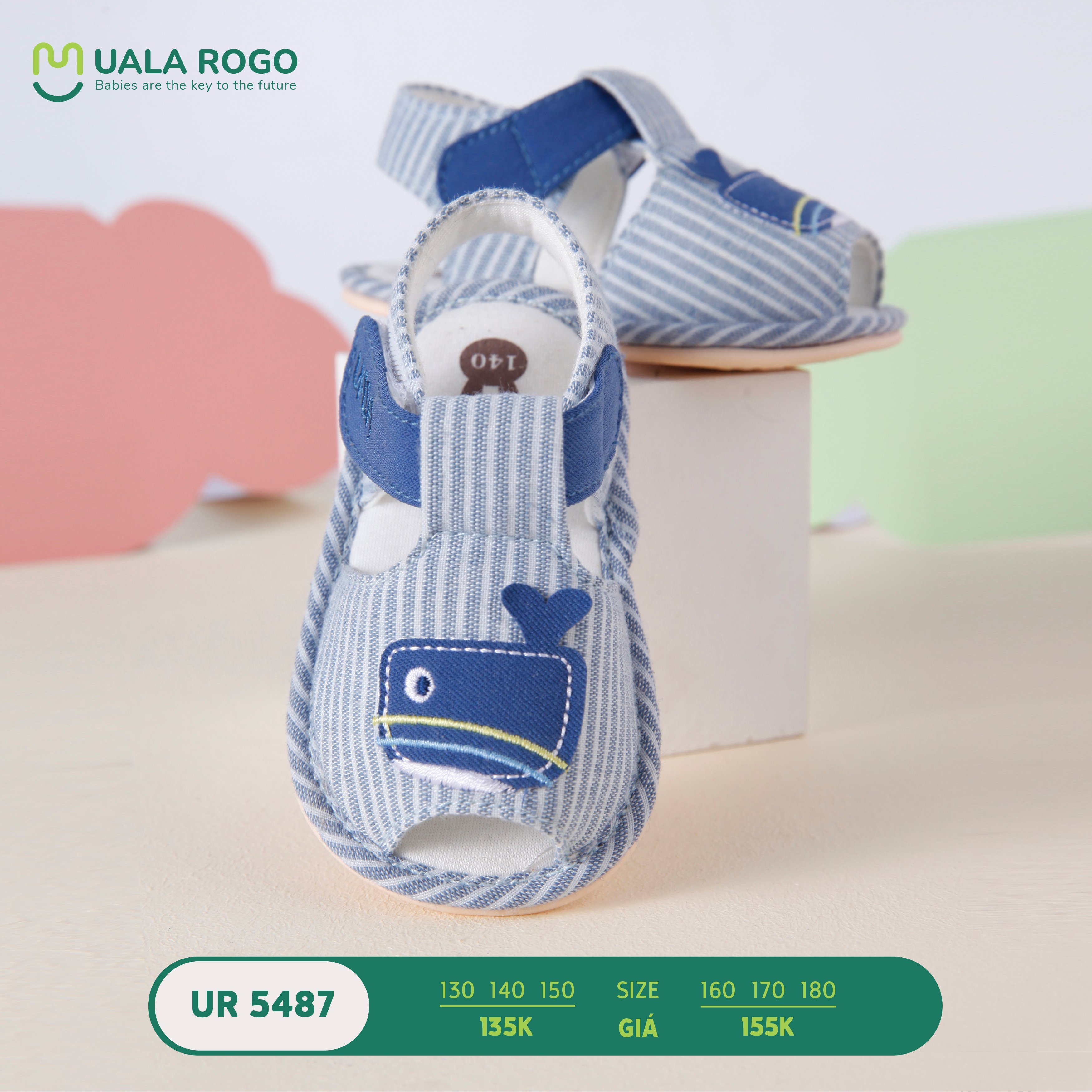 [HCM]Dép Tập Đi CaoSu Non UalaRogo - Cá voi - UR5487