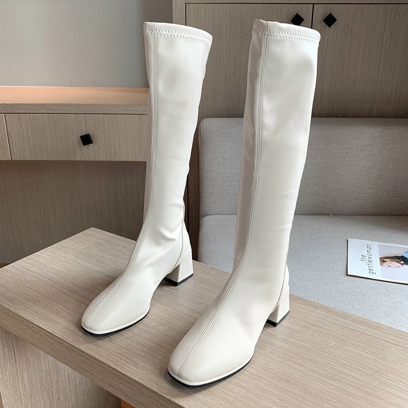 Boots đùi khóa sau nữ đế trụ thời trang