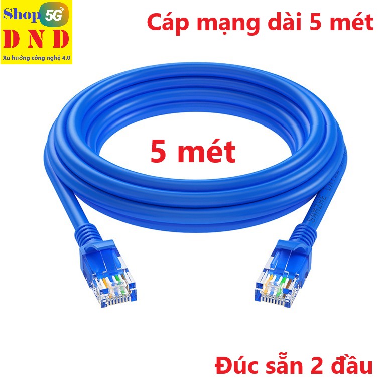 Cáp mạng 5 mét đúc sẵn 2 đầu cat5e