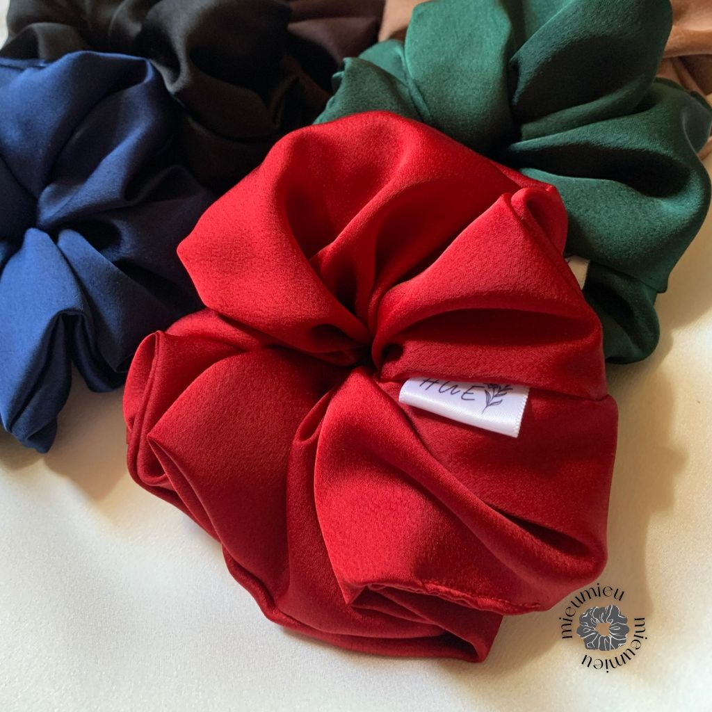 Phụ kiện tóc cột tóc scrunchies handmade lụa satin mềm chun co giãn bảo vệ tóc S1048