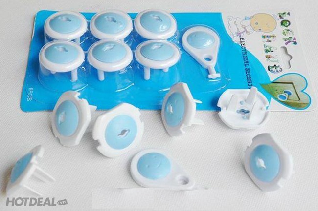 Bịt ổ điện an toàn cho bé 2 chân tròn set ( 6 nút cắm )