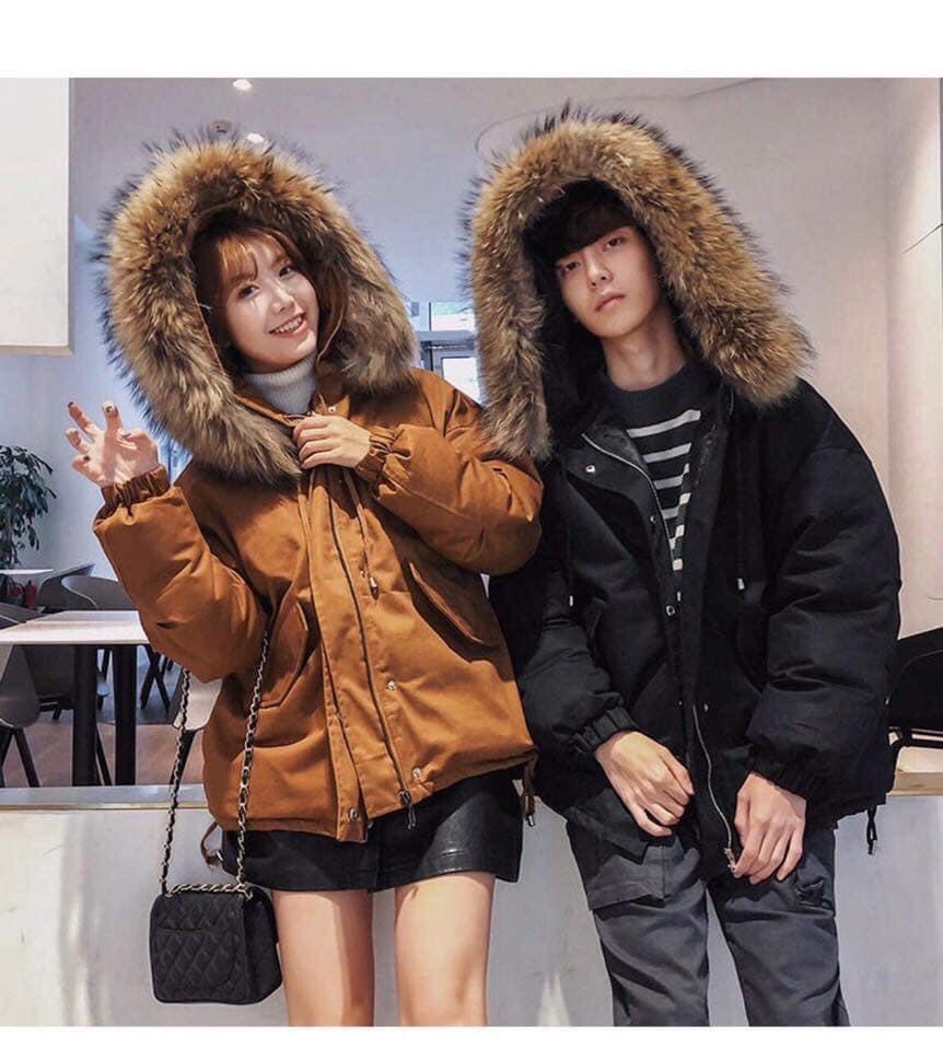 >> BÁO GIÁ ÁO KHOÁC KAKI NAM UNISEX -LLQAK01 | Shopee Lazada Sendo Tiki mới nhất 68 áo khoác đôi unisex nam nữ kaki lông 2 màu đen và nâu/ áo khoác kaki nam nữ form rộng mix mũ lông hot 2020