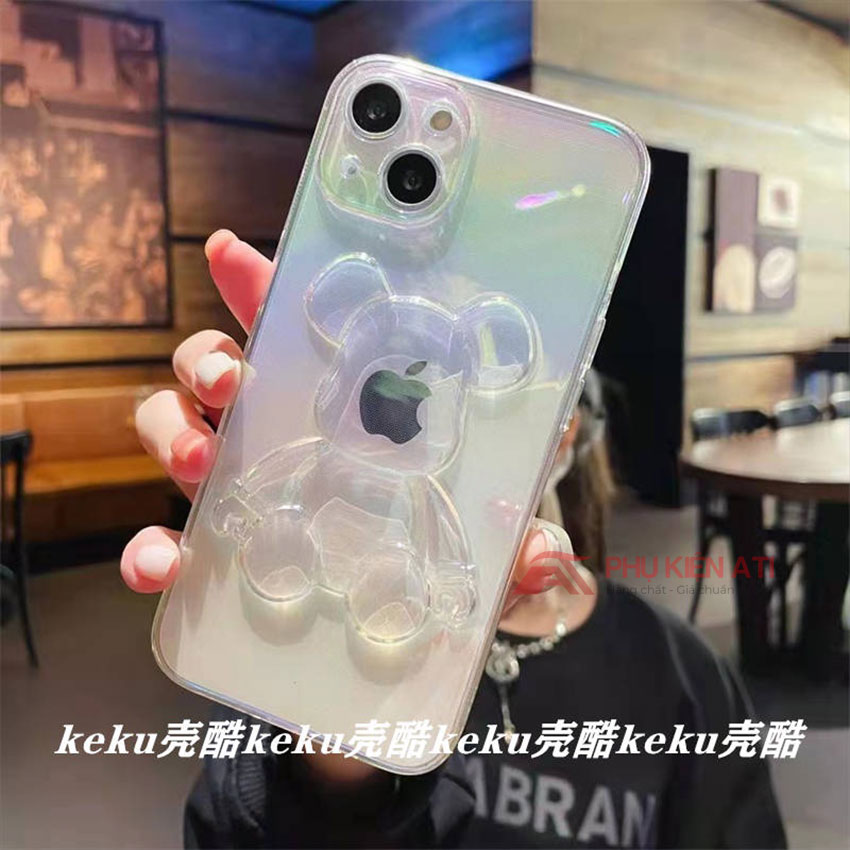 Case for iPhone bear Bearbrick, case phone bear shape color laser transparent for iPhone series 11, iPhone 12, iPhone 13 Promax-accessories ATI