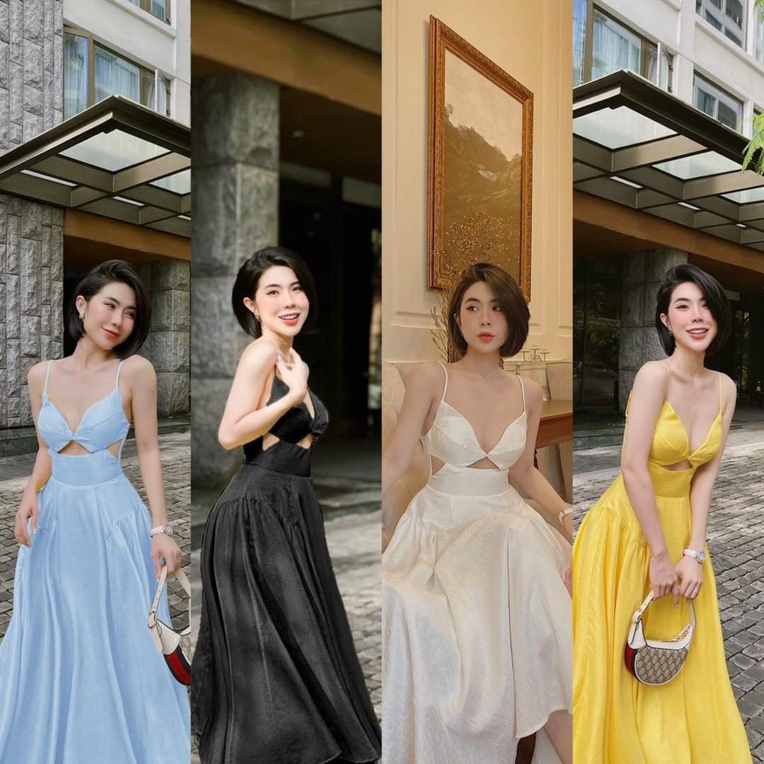 [HCM-Voucher 50k Freeship Max] Đầm Maxi Đi Biển 2 Dây Khoét Eo PNT SHOP