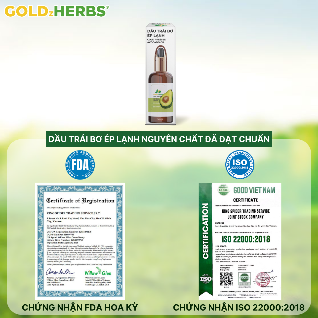 [Tinh Dầu] Tinh Dầu Trái Bơ GoldzHerbs, 100% thiên nhiên