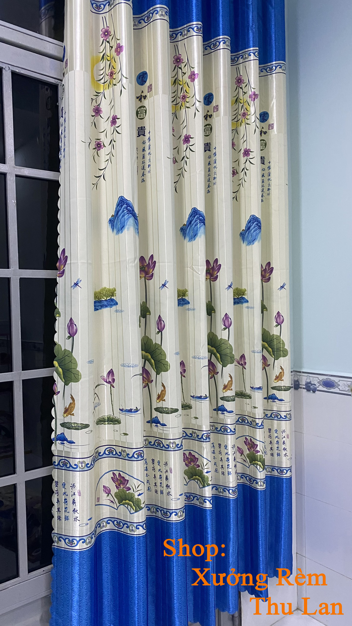 Rèm vải gấm xịn da 2 mặt - chất lượng