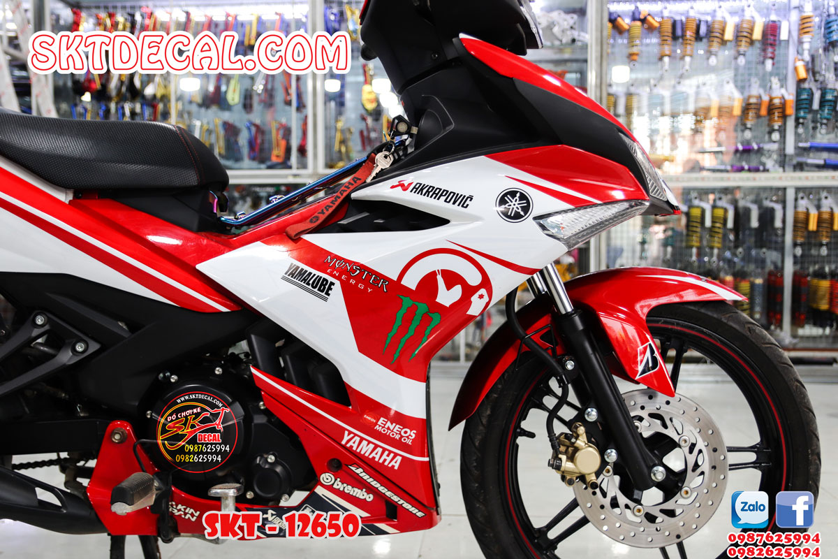 tem trùm exciter 150 trắng đỏ eneos