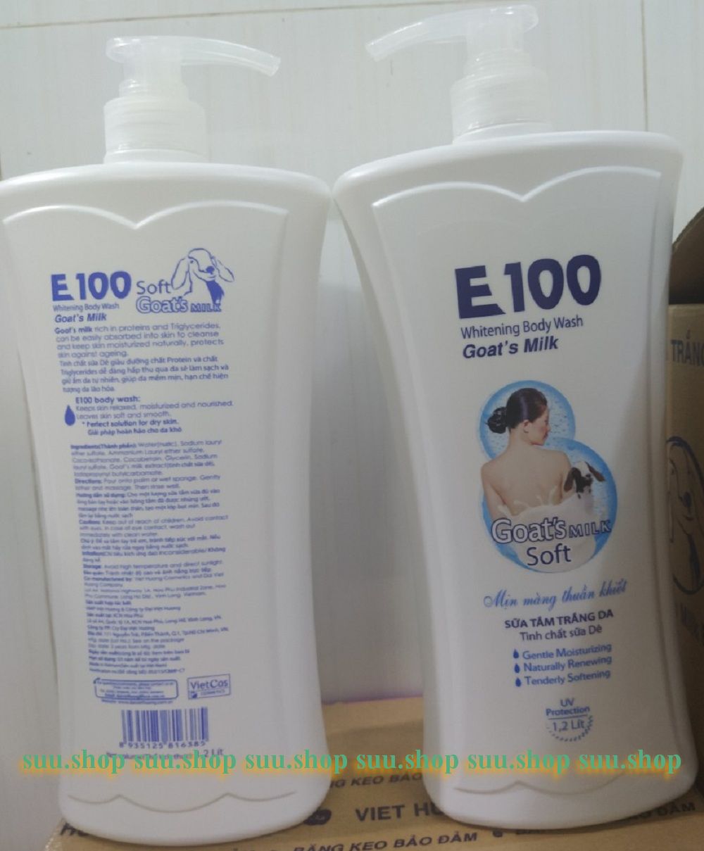 Sữa Tắm Làm Trắng Da 1,2 Lít E100 Tinh Chất Sữa Dê