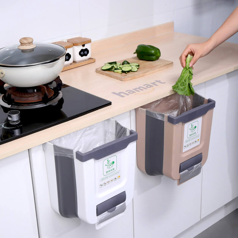 Thùng Rác Treo Tủ Bếp Hamart Cỡ LỚN 10L Gấp Gọn Gài Cánh Cửa Đa Năng Cao Cấp TẶNG 20 Túi Rác