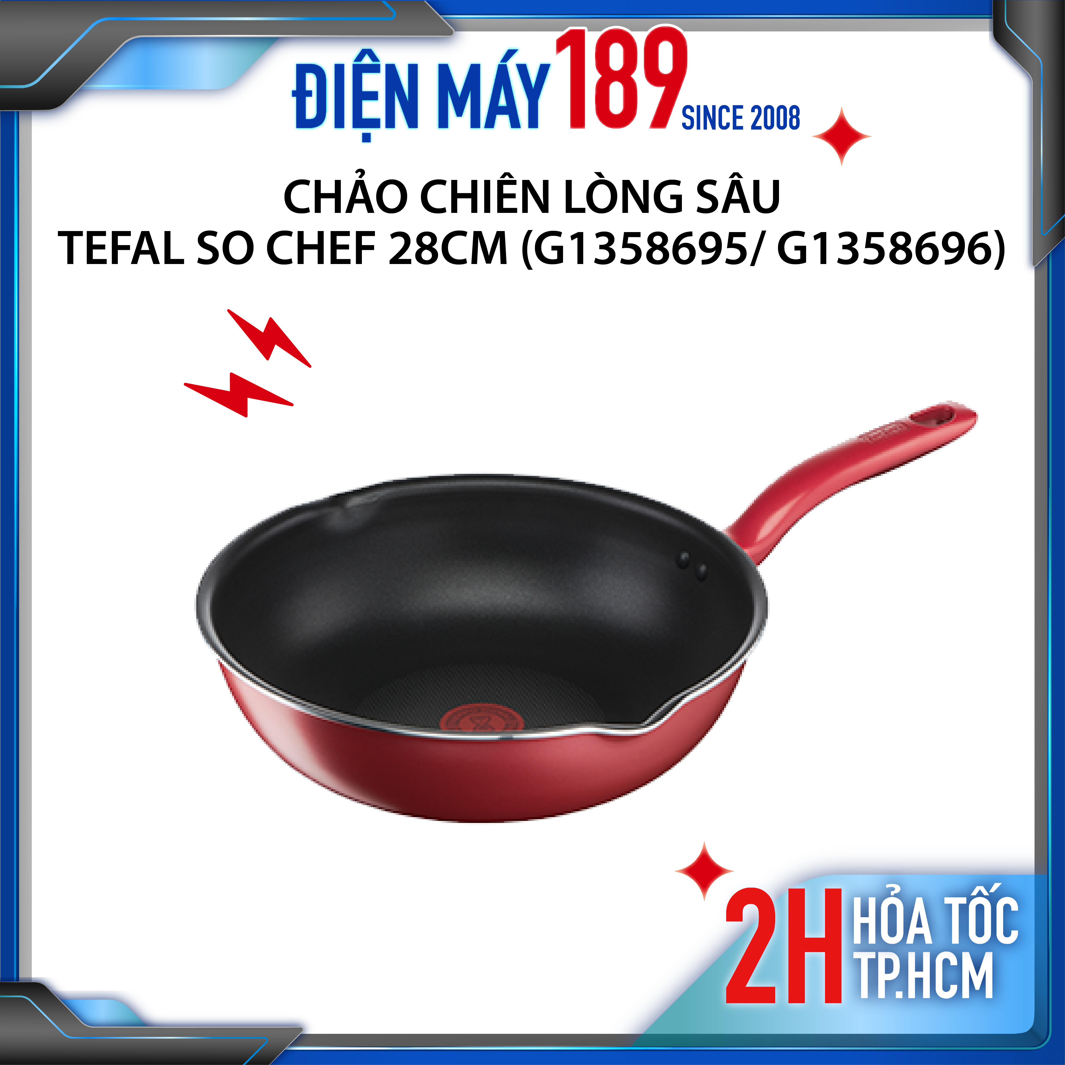 Chảo chiên - Chảo chiên lòng sâu Tefal So Chef 24cm/ 28cm, chảo chống dính đáy từ, thương hiệu Pháp