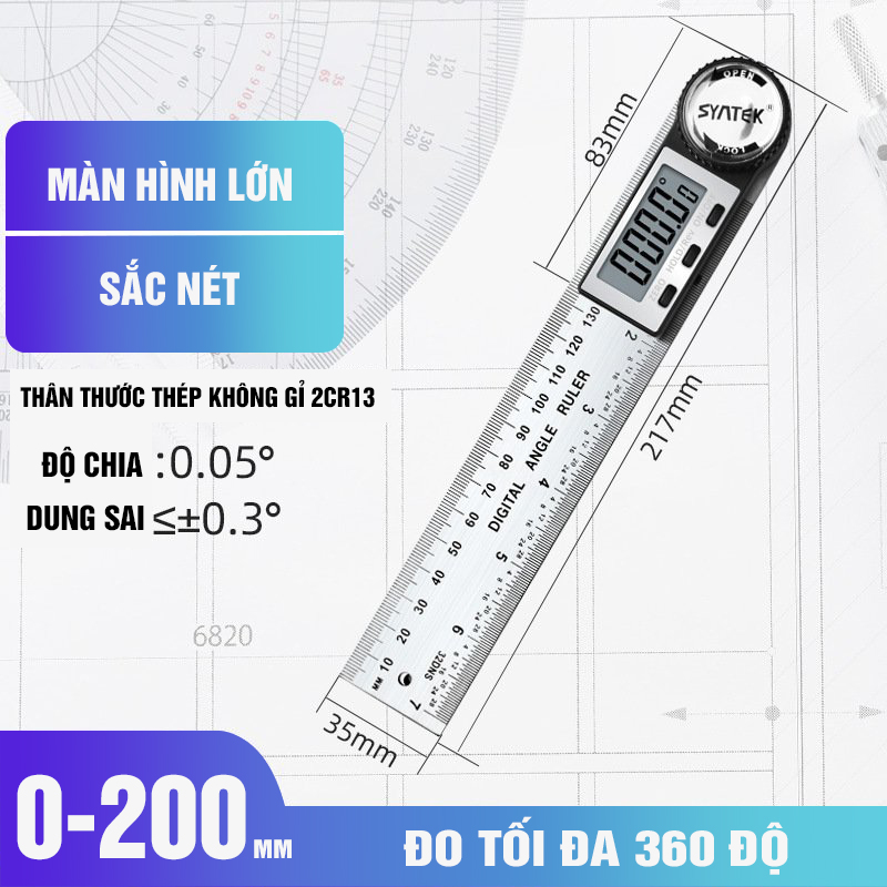 Thước đo góc điện tử Syntek 200mm đo 360 độ