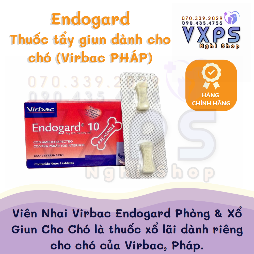 1 hộp Endogard xổ giun tim, giun tròn, sán dây trên chó