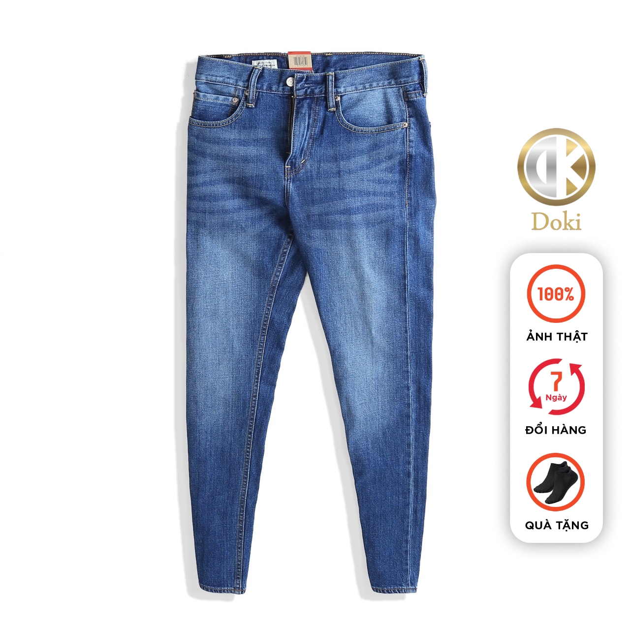 Quần Jean Nam Cao Cấp Xanh Đậm DK-09 Quần bò nam dáng đứng, Ôm nhẹ, Chất vải co giãn, thoáng mát, sang trọng lịch sự - Doki