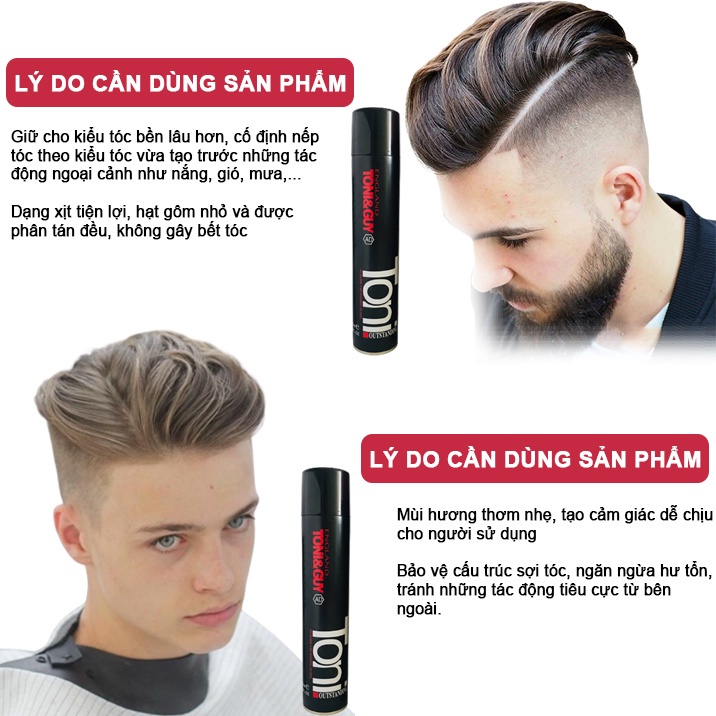 Gôm xịt tóc nam  Tony& Guy 320ml