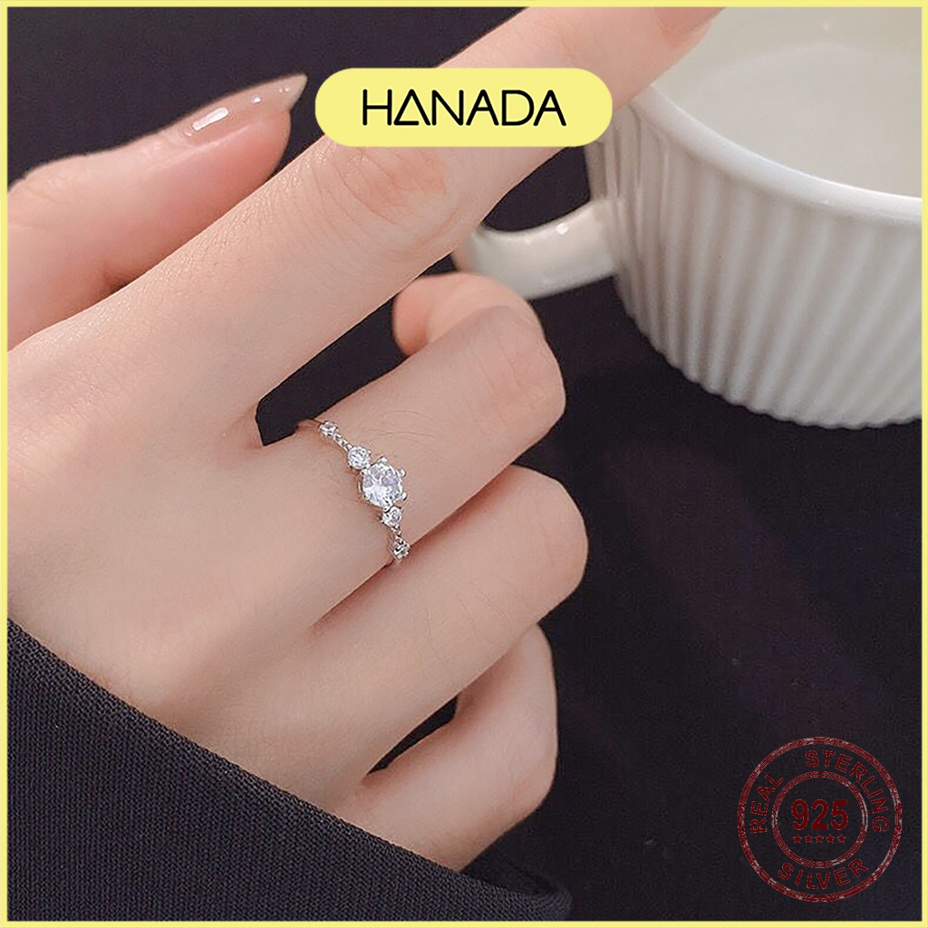 Nhẫn Bạc 925 Hanada Nhẫn Đính Đá Lấp Lánh 0780
