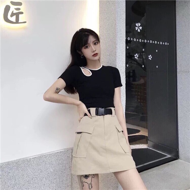 [HCM]Chân váy kaki túi hộp ulzzang