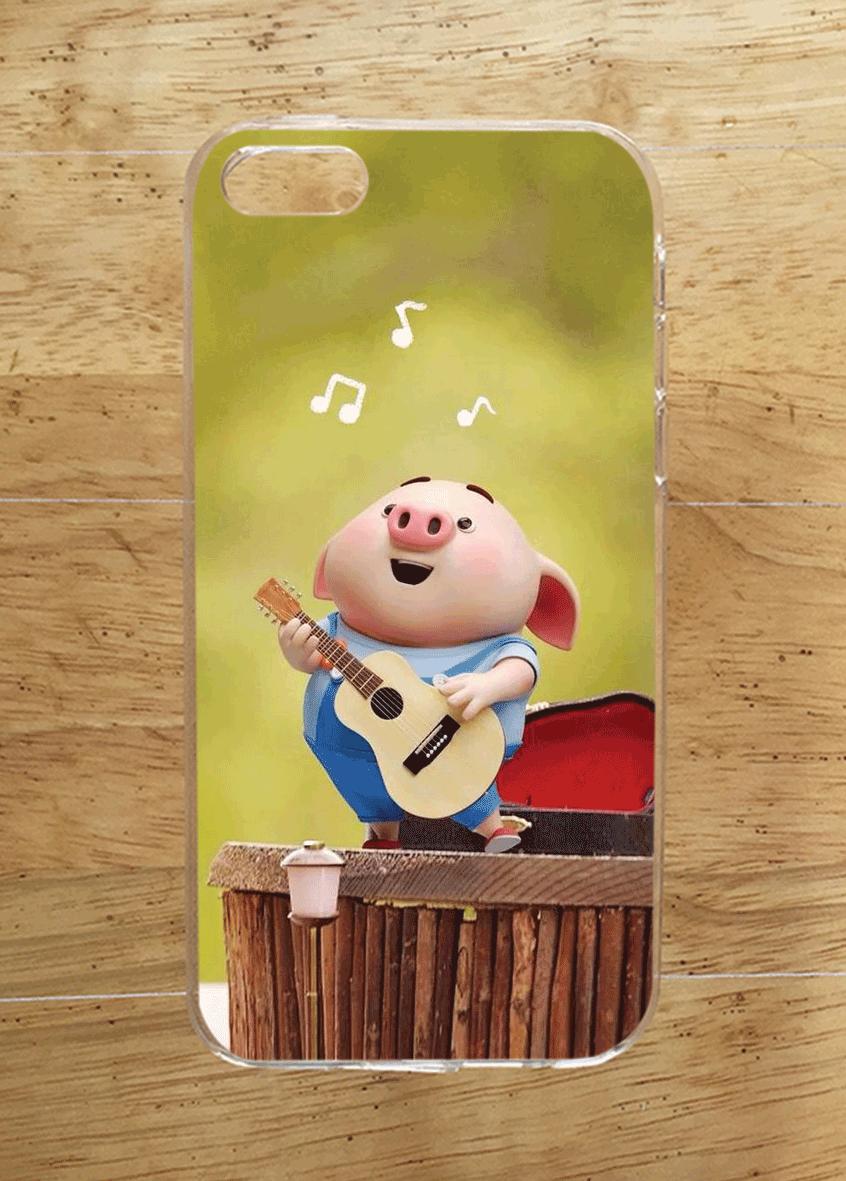 Ốp Lưng iPhone 5C (dẻo viền trắng trong)- Gấu Panda Hồng-cc