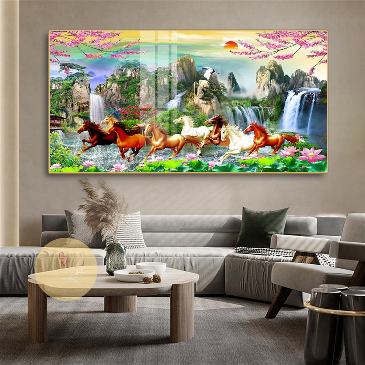 Tranh treo tường mã đáo thành công, tranh treo tường tráng gương trang trí phòng khách, quà tặng khai trương, tân gia - Tranh Tường Shop GM10