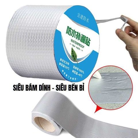 Rộng 10cm - Cuộn băng keo siêu dính chịu nhiệt chống thấm để dán mái tôn, ống nước, phao bơi...