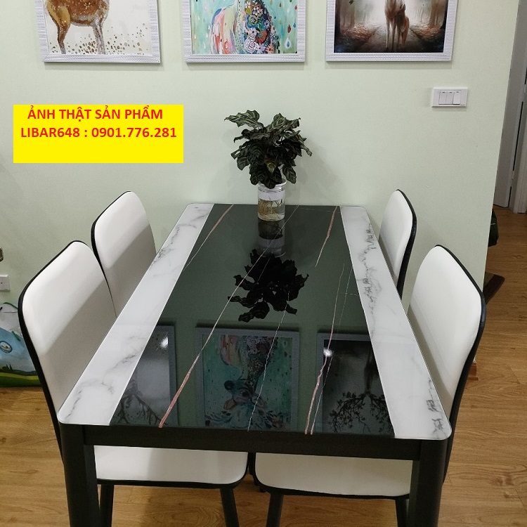 (HÀNG CAO CẤP LOẠI 1) Bộ bàn ăn cao cấp kèm 4 ghế da ( kèm ảnh thật )
