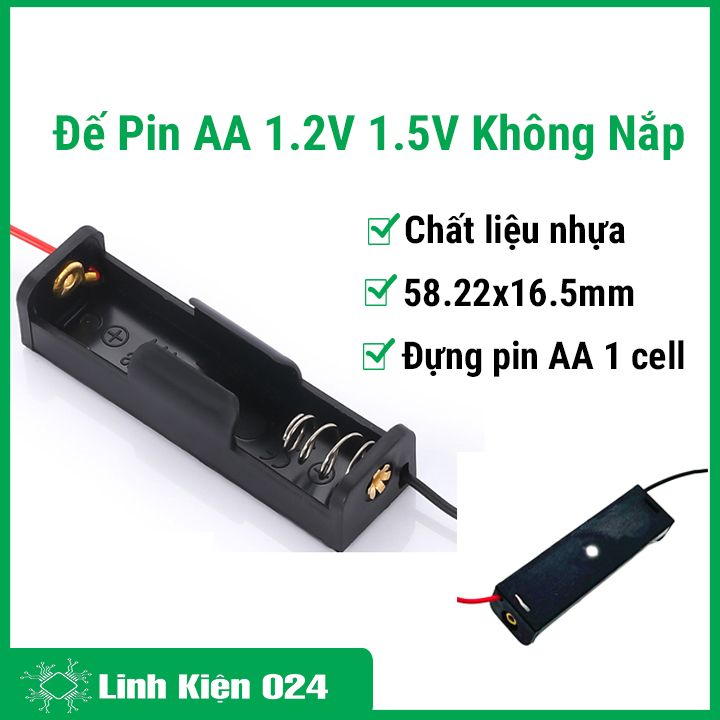 Đế pin tiểu aa 1.2v - 1.5v dây hàn sẵn có lỗ bắt vít không nắp đạy