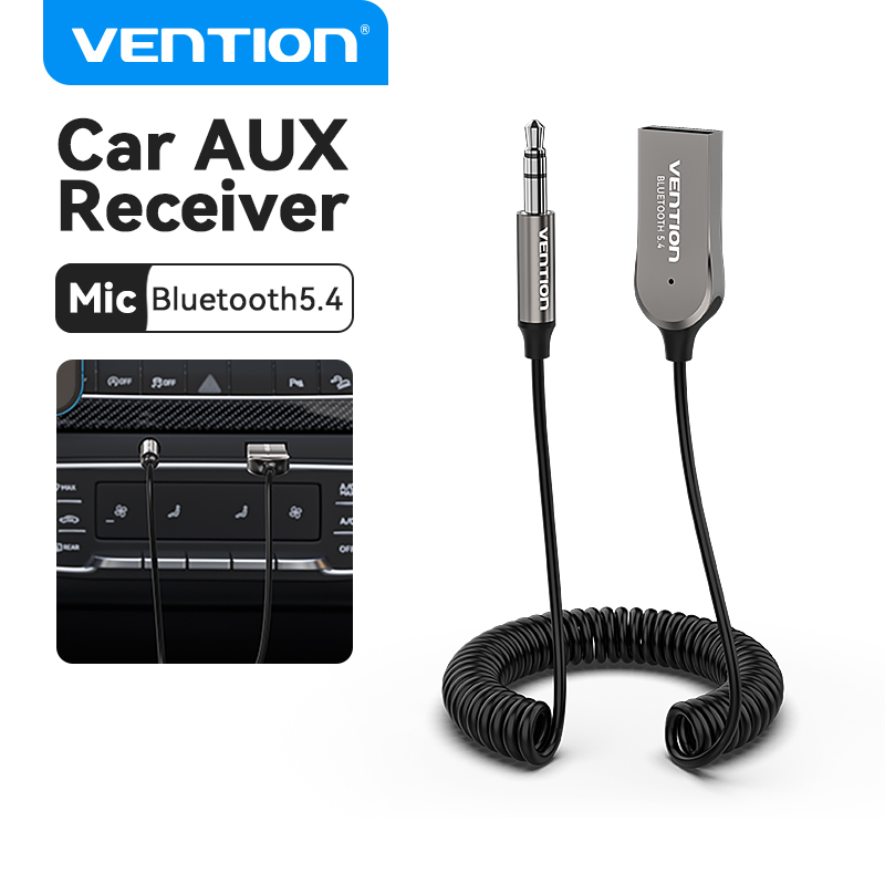 Vention 3.5mm Bluetooth 5.4 Receiver Adapter for car 3.5mm Jack Aux USB Bluetooth Receiver Wireless Audio Music Bluetooth Transmitter