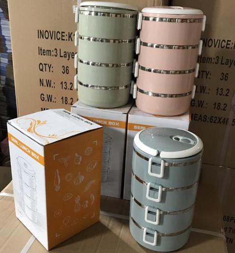 [HCM]Hộp Đựng Cà Men 4 Tầng Lõi Inox Bằng Lúa Mạch