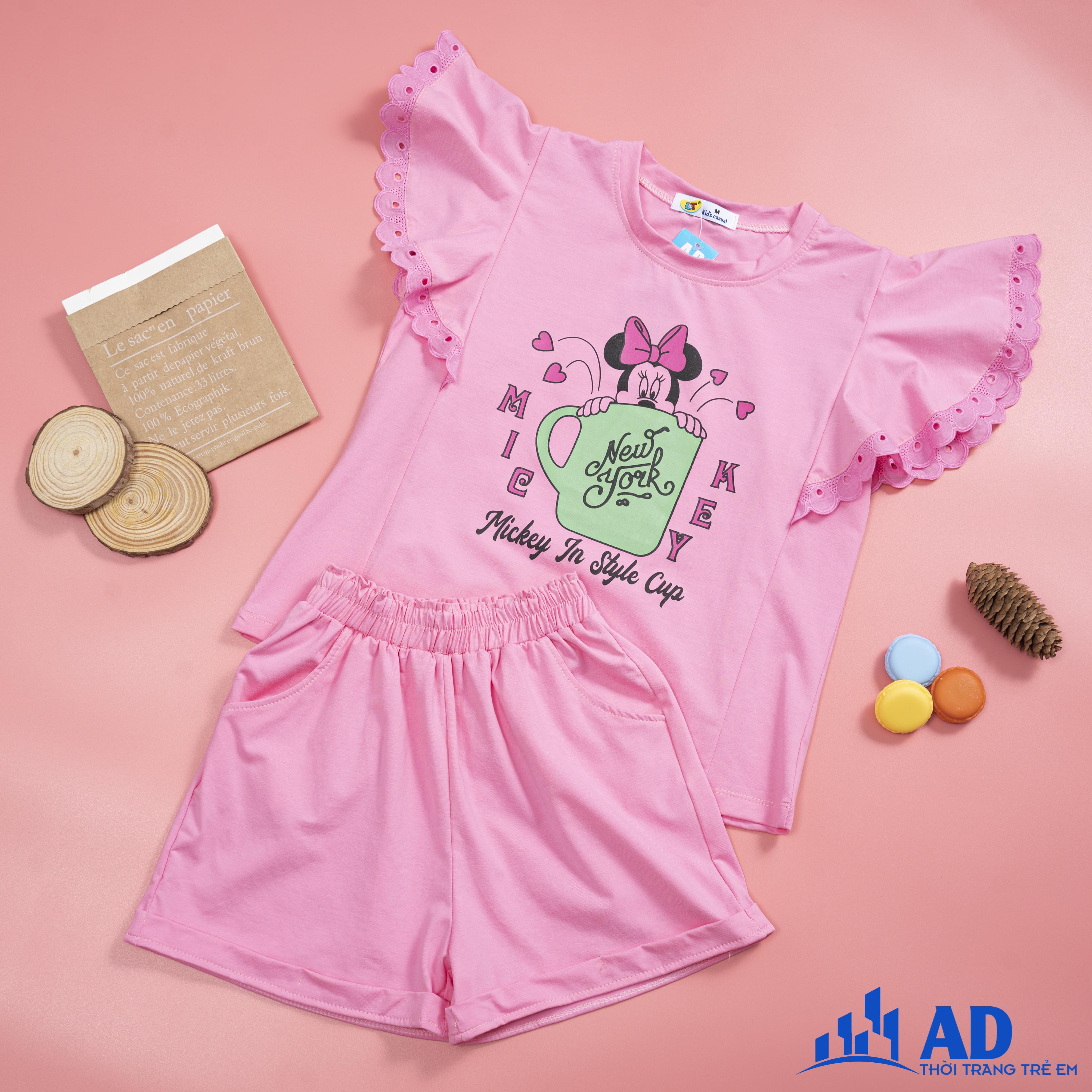 Bộ đồ set áo Short ren thun 100% cotton cho bé gái cực kỳ dể thương